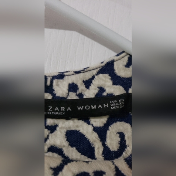Zara - blue & white jacquard knit dress - Picture 3 of 4